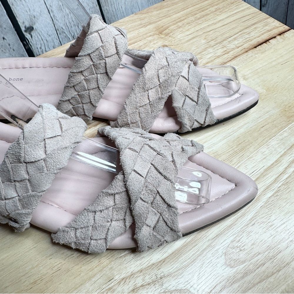 Rag & Bone Blush Pink Braided Leather Slip On Sandals Size 38 NEW Chic Luxury - Picture 3 of 8